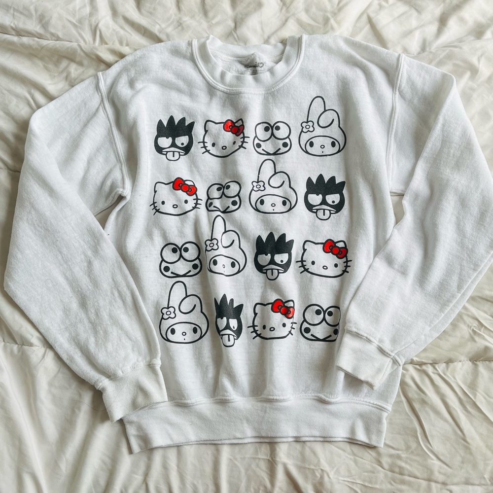 COPY - SANRIO Hello Kitty, My Melody Characters - White Sweatshirt - Size S